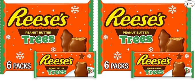 REESE'S Dulces de chocolate con leche y mantequilla de maní, Navidad, paquetes de 1.2 onzas (6 unidades)