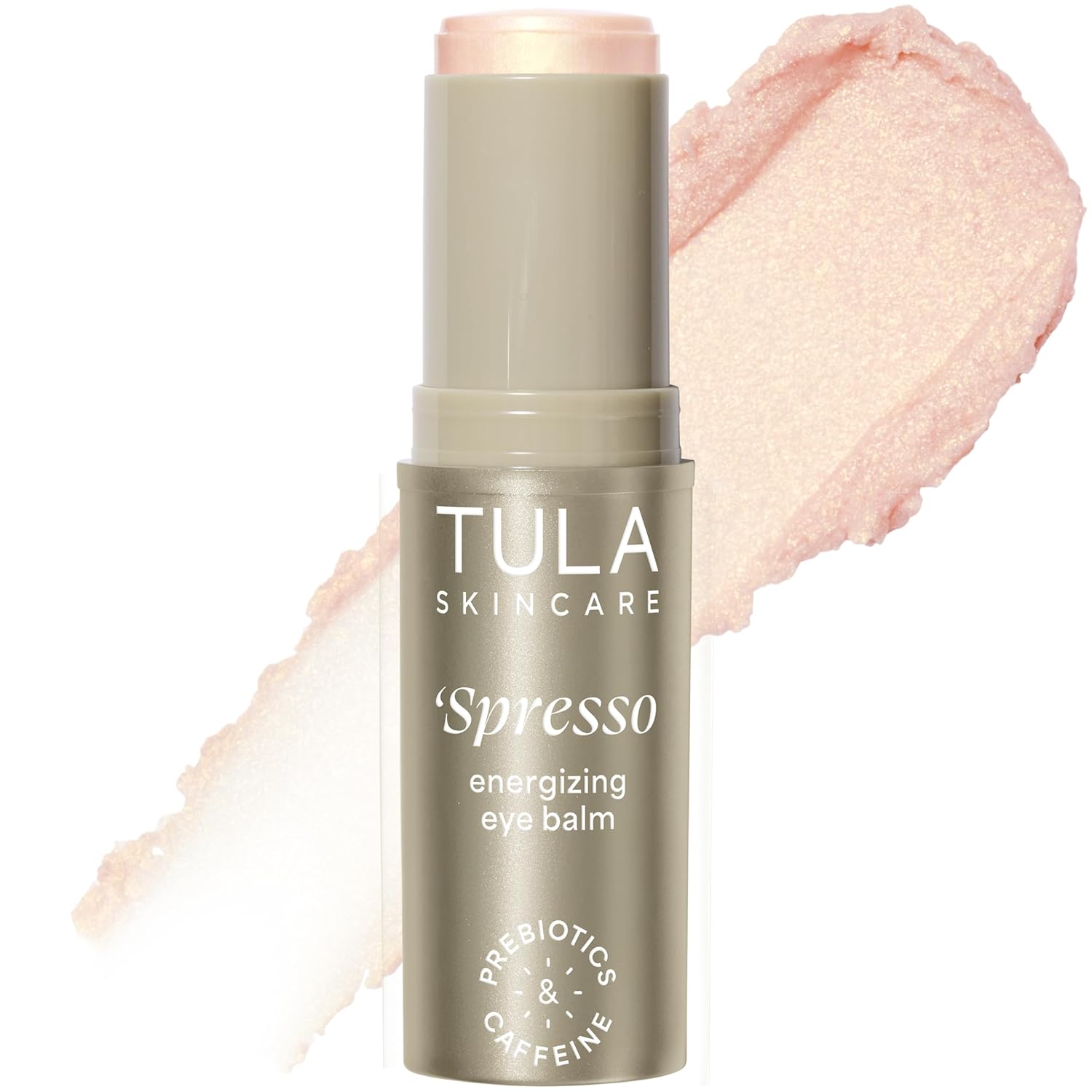 TULA Skin Care - Bálsamo para ojos 'Spresso, tratamiento energizante e hidratante con cafeína para ojeras, portátil y perfecto para usar sobre la marcha, 0.35 onzas