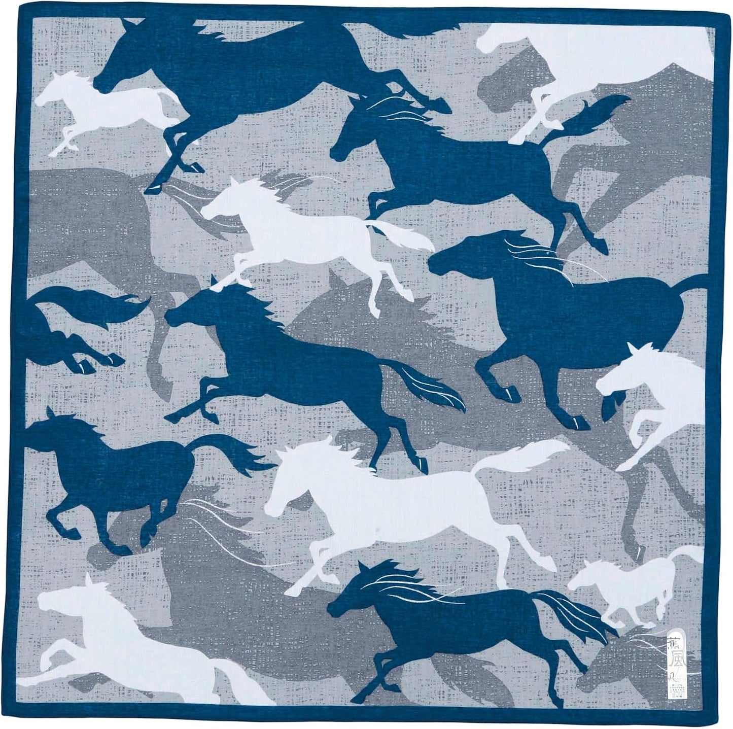 Yamamoto Hinshoten Banana Style Handkerchief, Horse Cha, 1540-A, Made in Japan, Japanese Pattern, Inbound Souvenir