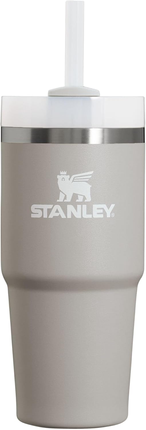 Stanley Quencher H2.0 - Vaso de acero inox. con asa, pajilla y tapa FlowState giratoria de 3 posiciones; aislamiento térmico/sin BPA; apto p/portavaso p/viaje; 30 oz, coral dorado (Goldenrod Coral)