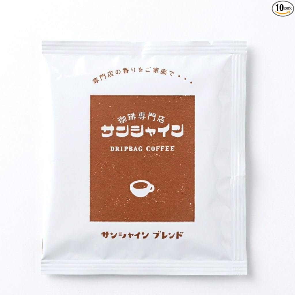 Sunshine Drip Coffee Drip Bag, Regular Coffee, Home Roasted, Pure Coffee, Osaka, Hand Drip National Championship Award Store, 10 Cups of Drinkware Set, 0.4 oz (12 g) x 5 Packs Each