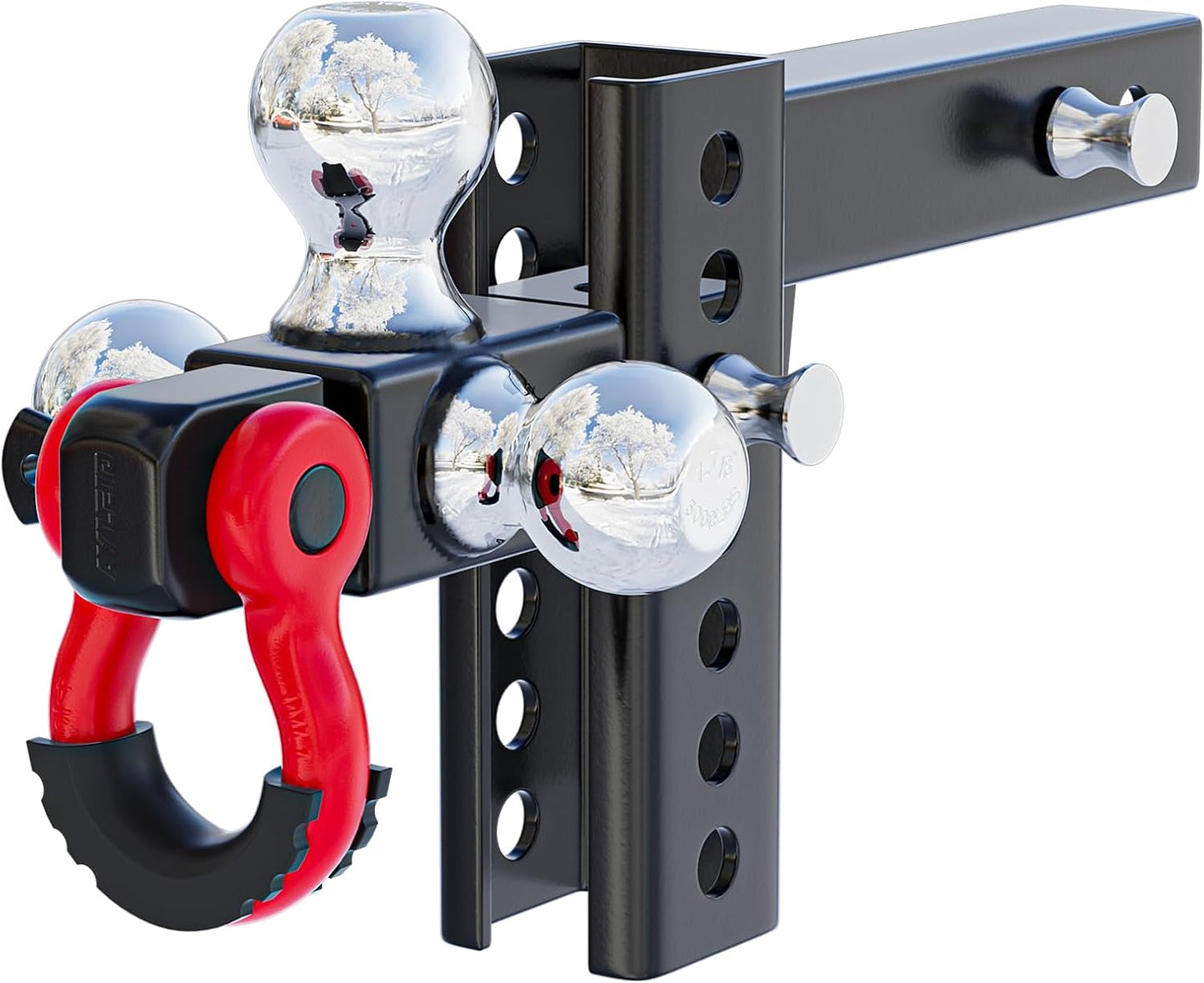Ayleid - Montaje de enganche de remolque de 3 bolas con gancho y bolas de pasador de tamaño 1-7/8, 2 y 2-5/16 pulgadas, enganche de remolque, plateado