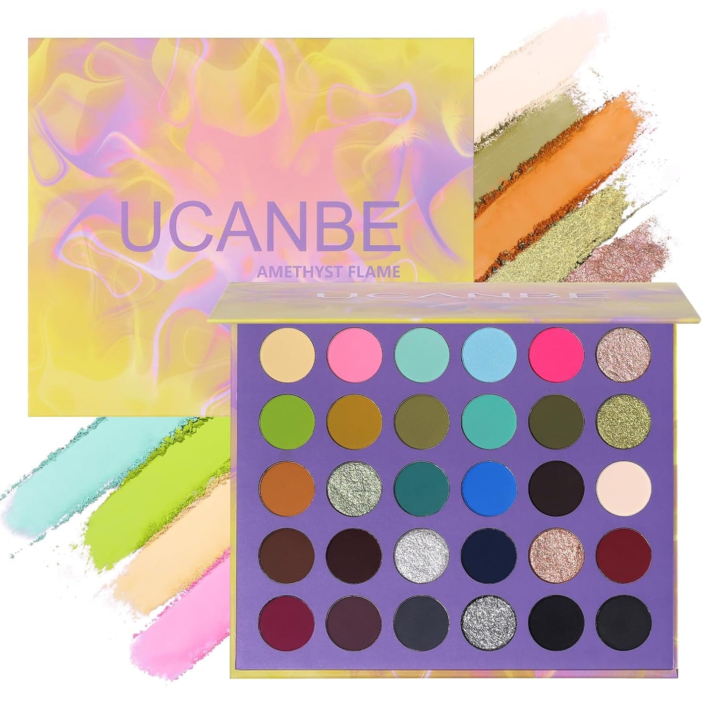 UCANBE EXOTIC FLAVORS - Paleta de maquillaje de sombra de ojos de neón – 48 colores de alta pigmentación – Juego de regalo de paleta de maquillaje de sombra de ojos con brillo mate arcoíris