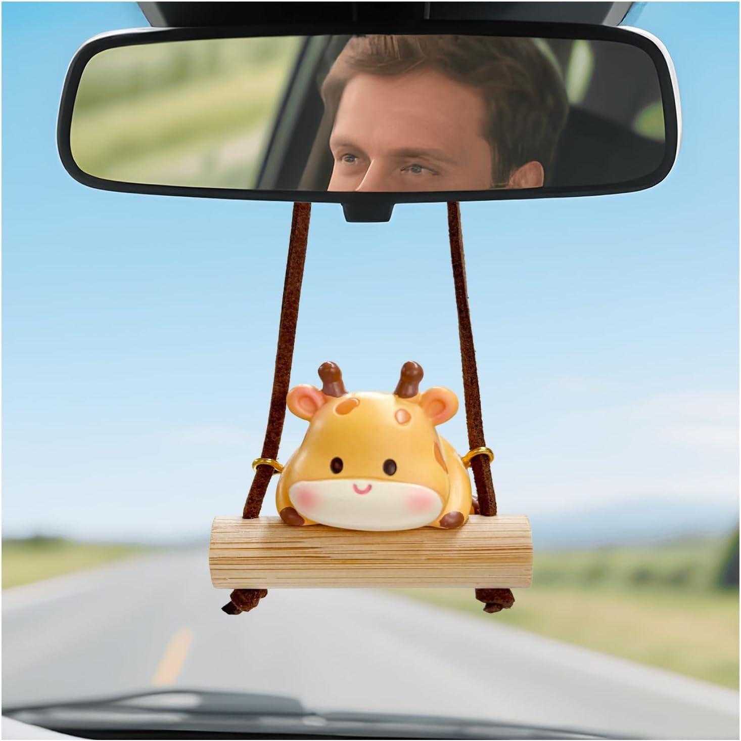 Adorno colgante de cerdo para automóvil, bonito colgante de espejo retrovisor de cerdo oscilante, encantadores dijes de espejo retrovisor de cerdos, decoración interior para sedanes, camiones