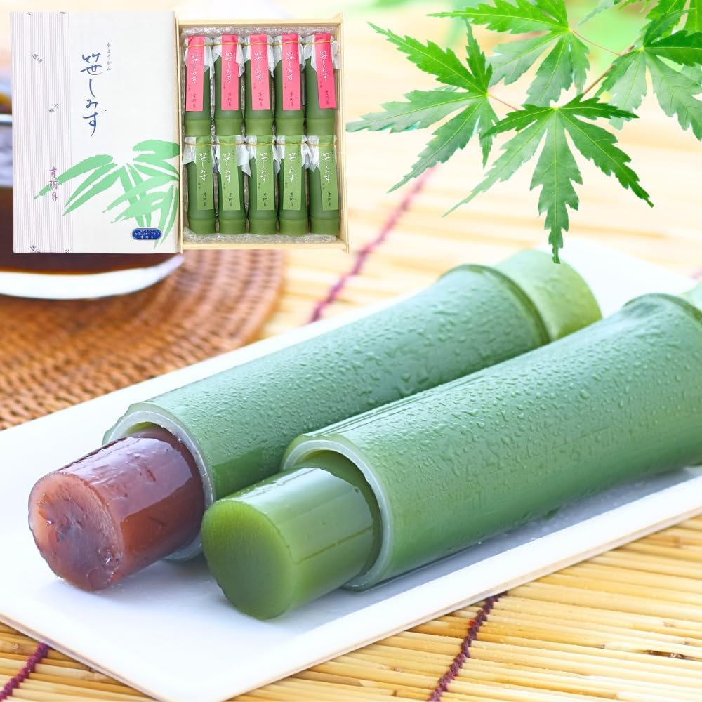 [Fresh and Elegant Taste] Kyoatsuki Sasamizu Water Yokan, Pack of 10 (Ogura x 5, Matcha x 5) | 個包装,水羊羹,和菓子,京都,ギフト,和菓子,お中元,お取り寄せ,ギフト,京都土産,贈答品,個包装,お中元,帰省みやげ