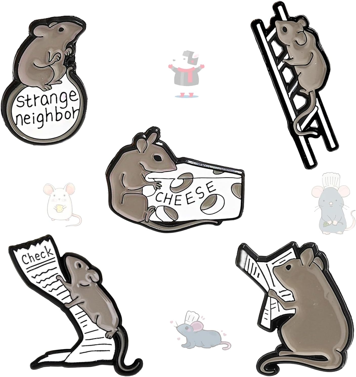 5Pcs Cute Coffee Cat Sloth Enamel Pin Set Cartoon Animal Coffee Cup Brooch Badges, Funny Lapel Pins for Backpacks, Jackets, Bags, Coffee Lover Gift