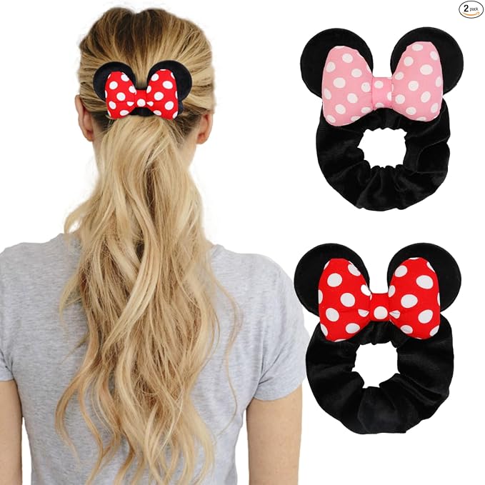 Lazos de pelo con lentejuelas para mujer, lazos de terciopelo con orejas de ratón para coleta, recuerdos de fiesta, disfraz de cosplay, accesorios lindos, rojo y negro