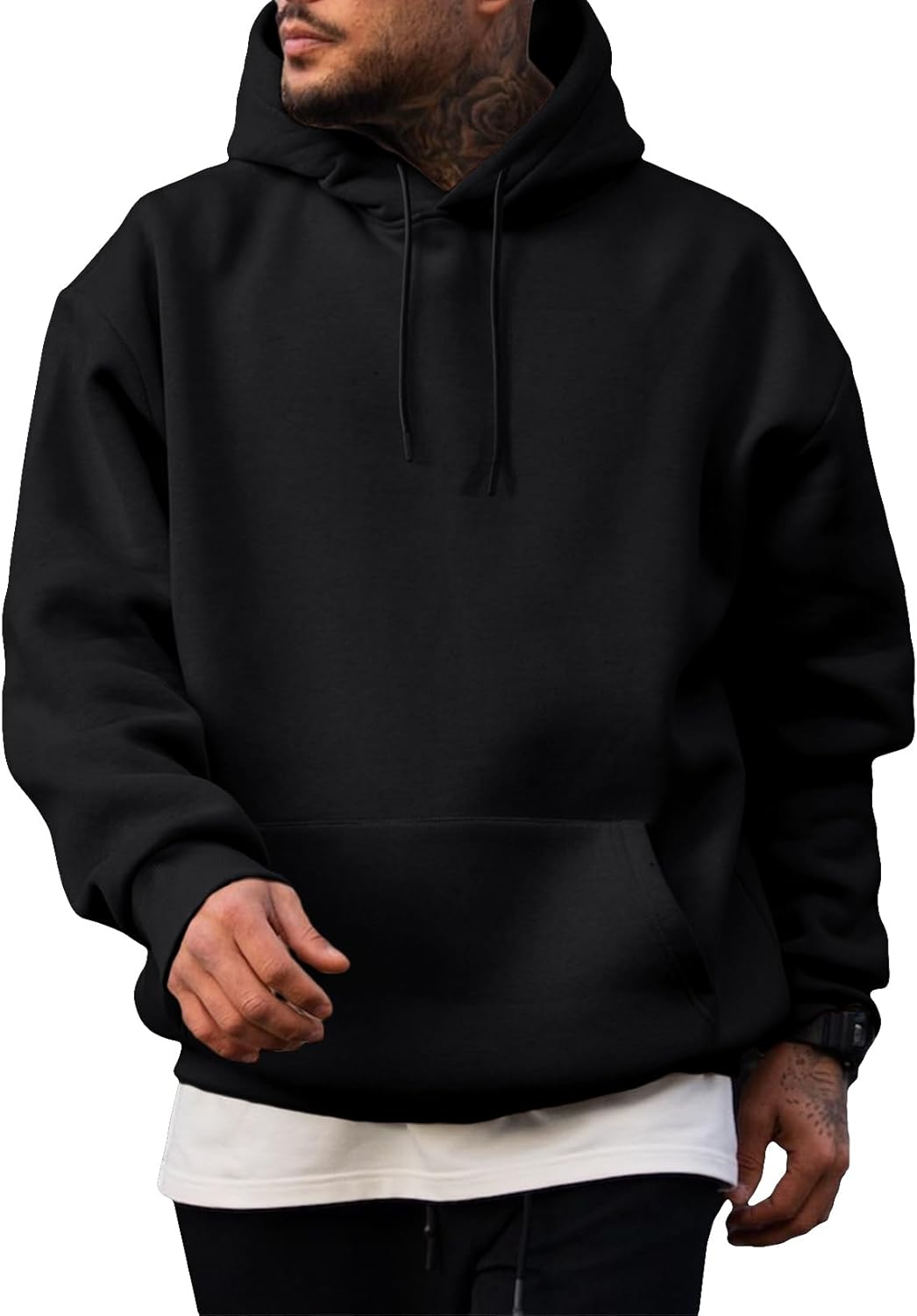 JMIERR - Sudaderas con capucha de manga larga para hombre, estilo casual, con cordón en el cuello, de algodón | Cómodo suéter con forro polar, capucha con cordón ajustable, bolsillo canguro, ajuste regular, lavable a máquina