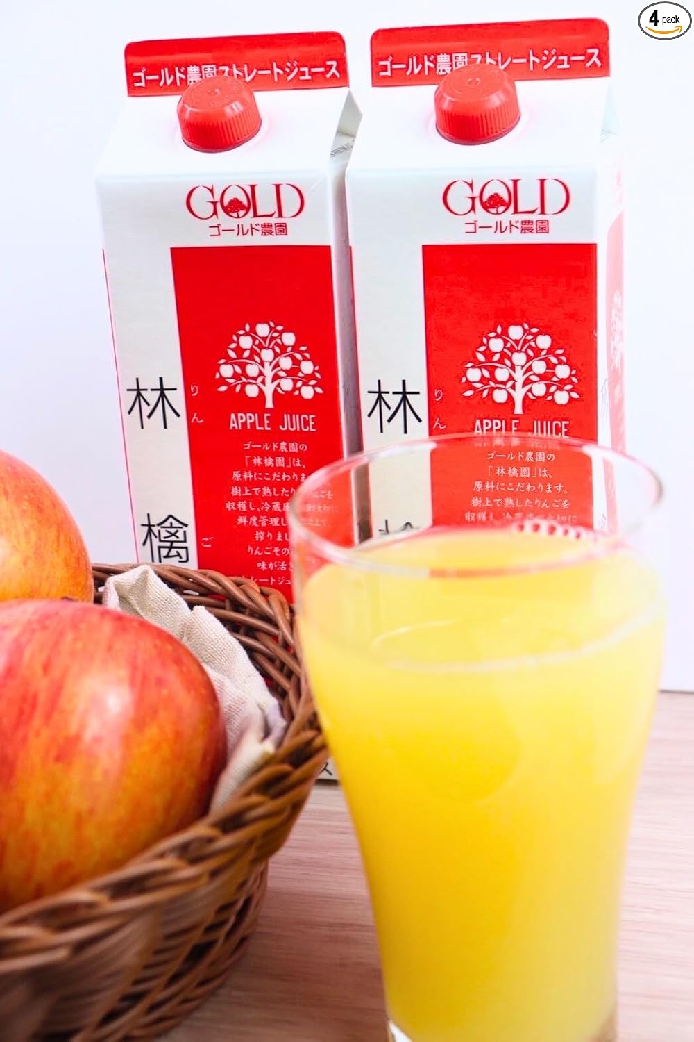 Golden Farm Apple Juice, 2 Pieces (35.4 oz (1,000 g) per 3.5 oz (1,000 g) Apple Juice, 100% Straight, Produced in Aomori Prefecture, Authentic Apple Juice, Fine Juice, Midway Goods, Celebrations