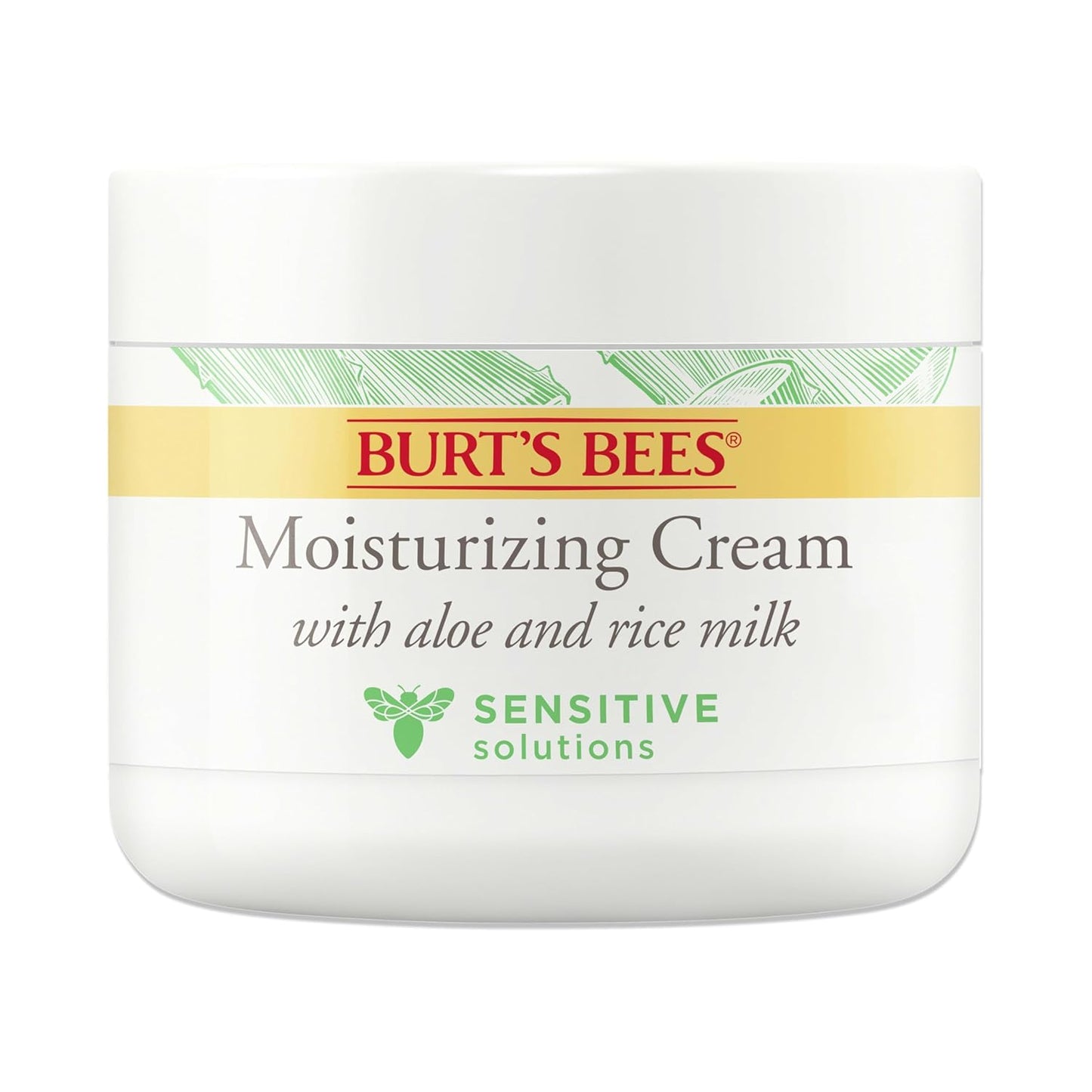 Burt's Bees - Loción facial calmante de día con aloe y leche de arroz, loción facial calmante para piel sensible, 98.9 por ciento de origen natural para el cuidado de la piel, botella de 1.8 oz. 52.6