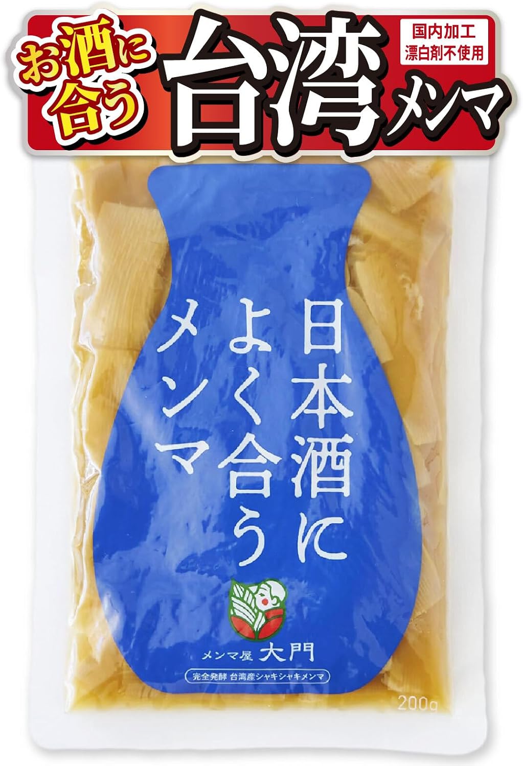 Menmaya Daimon Snacks, Goes Well with Highball, Menma 7.1 oz (200 g), Seafood Umami and Black Pepper Accented, Seasoned Extra Thick Meaty Texture, Fully Fermented Ingredients, No Bleach Used
