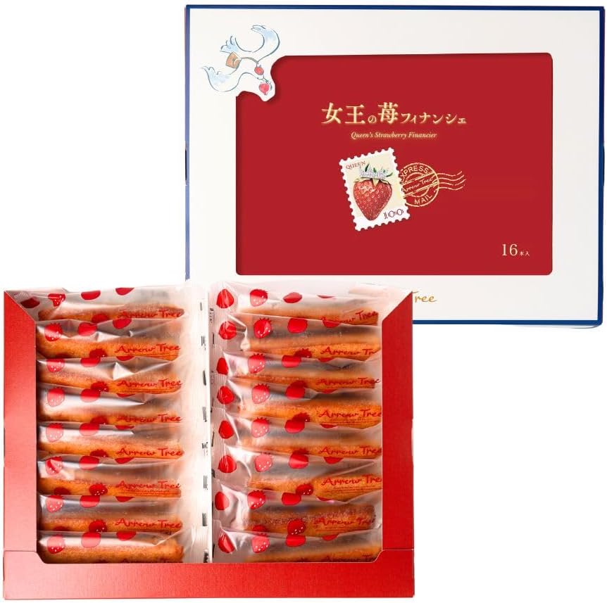 [Official] Arrow Tree Christmas Gift Amaou Queen Strawberry Financiers (16 pieces) Assortment Popular Confectionery Sweets Strawberry Financiers Individual Packaging Present Gift in Return Inner