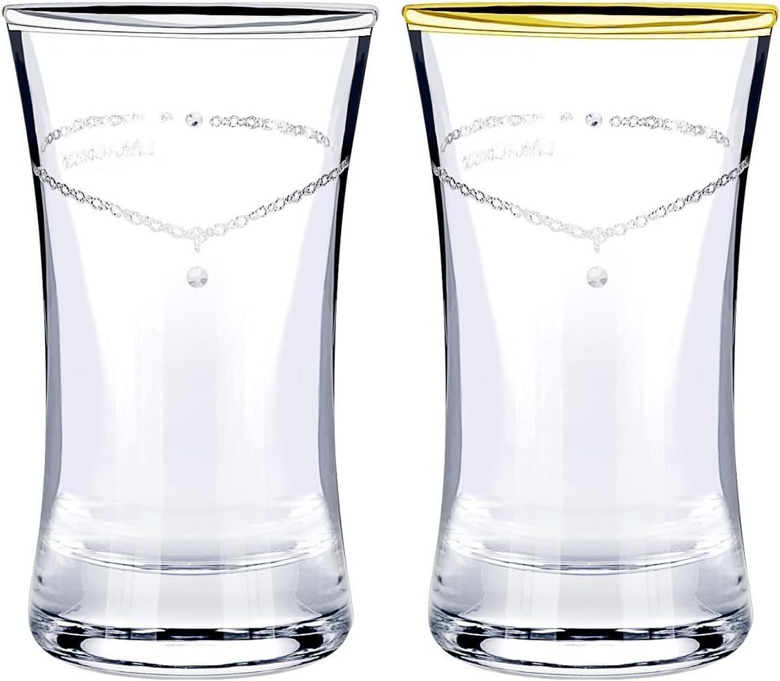 LARA Christie lh-84-0001p Glass Pair Platinum, Gold Rimmed Tumbler