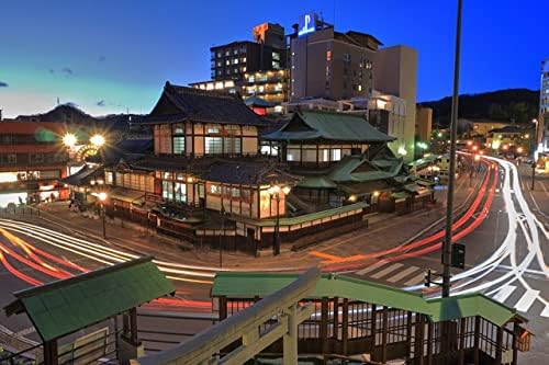 【日本の風景ポストカード】愛媛県道後温泉本館の夜景 はがき お土産 ハガキ 撮影/kazukiatuko