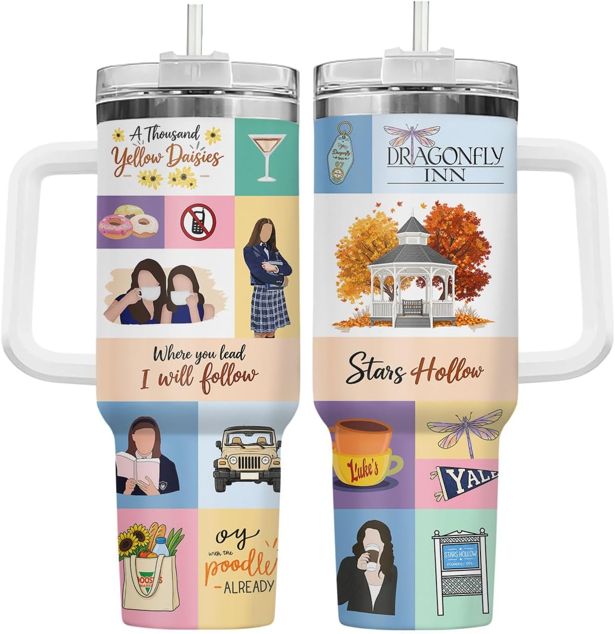 34HD Vaso de princesa rana de 40 onzas, taza de viaje aislada de acero inoxidable con asa y tapa con pajilla, regalo de cumpleaños, taza de películas de princesa de cuento de hadas para mujer