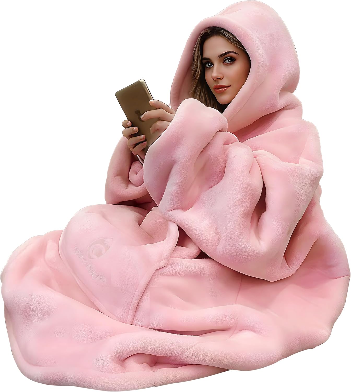Manta con capucha de gran tamaño, sudadera de manta portátil, forro polar sherpa ultra suave, cómoda sudadera con capucha