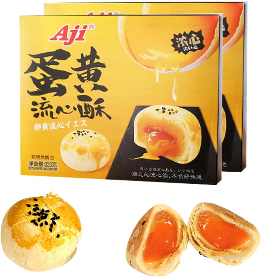 Flow Core Egg Yolk Shortbread Sweet and Fragrant Interior Fluffy Choux Pastry Round Meringue Cookies Mooncake Chinese Snack Chinese Snack Dim Sum Dessert Snack Pastry Cake Breakfast Substitute (Egg