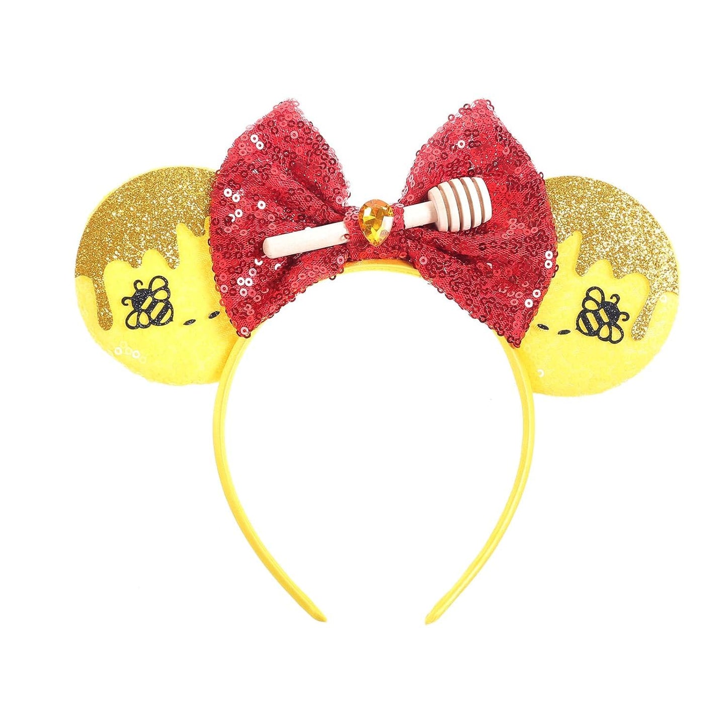 diadema con orejas de ratón de abeja con lentejuelas y lazo, tocado de abeja de miel, tocado para el cabello para mujer y niña, disfraz, para fiestas, cosplay, amarillo1