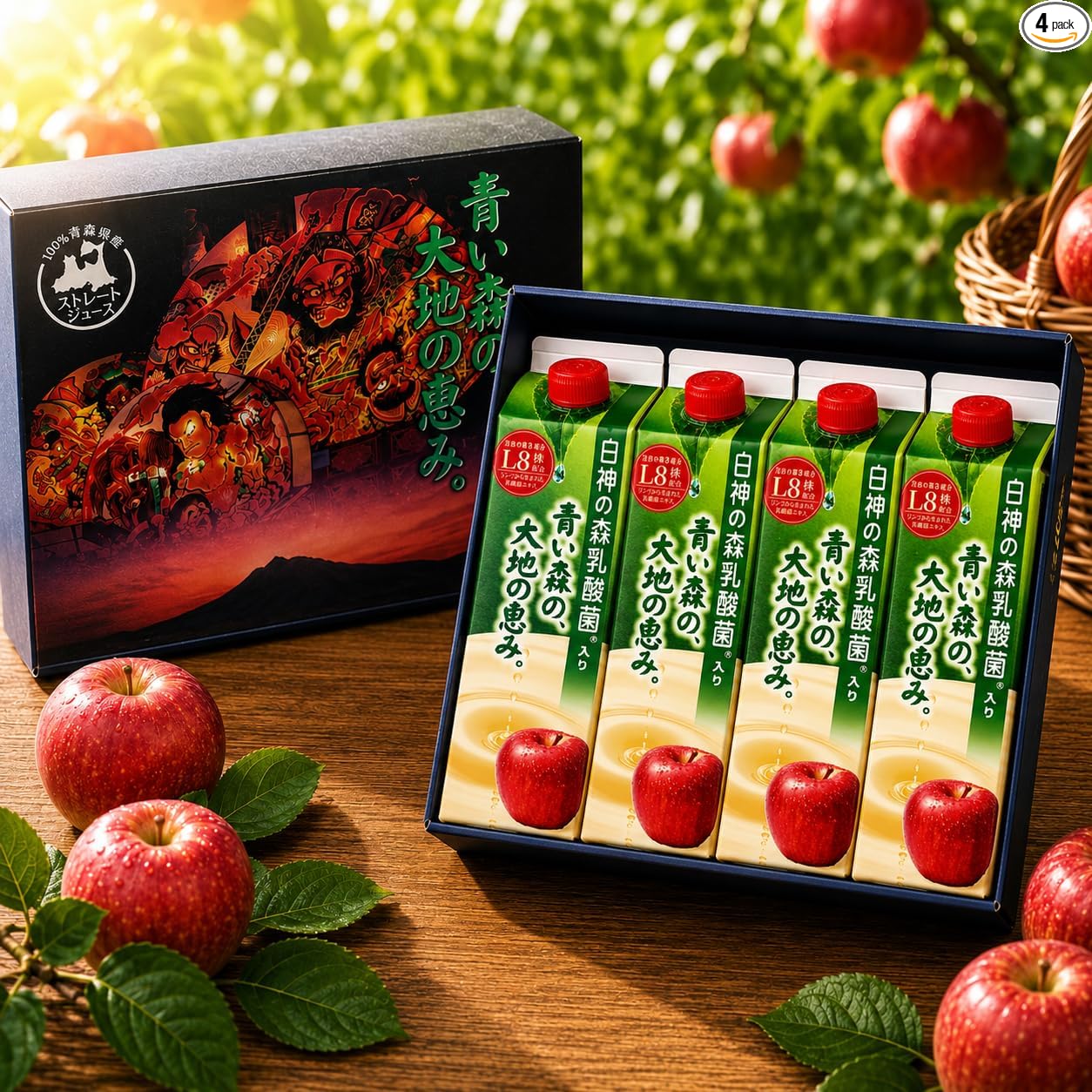 Apple Juice, Made in Aomori Prefecture, 2.3 fl oz (1 L) Bottles, 100% Straight Fruit Juice, Apple Juice, Paper Pack, 33.8 fl oz (1,000 ml) x 2 Bottles