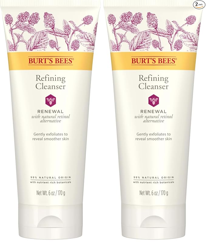 Burt's Bees Limpiador refinador renovador con alternativa de retinol natural Bakuchiol, 6 onzas (el paquete puede variar)
