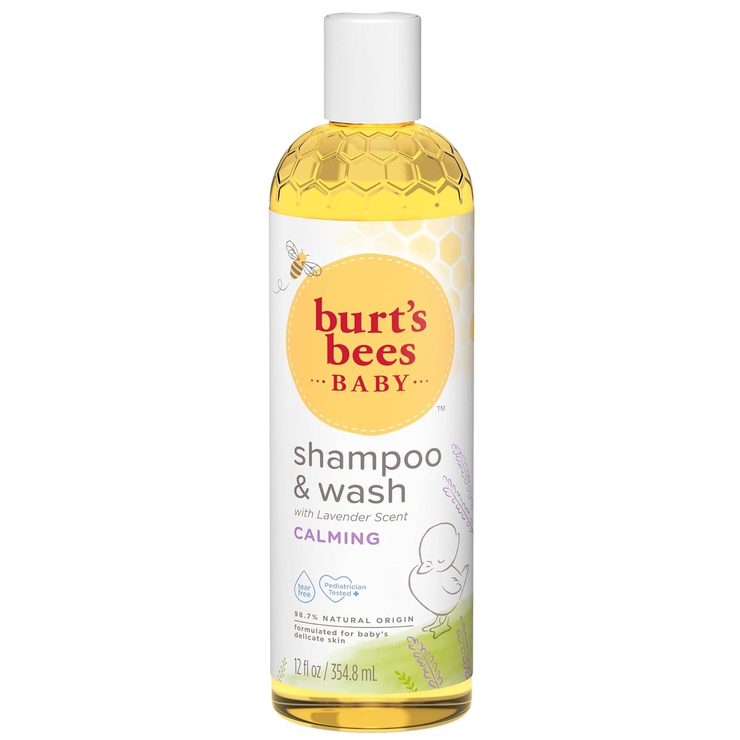 Burt's Bees Champú para bebés y gel de baño con lavanda, jabón calmante sin lágrimas, 98% de origen natural, 12 onzas líquidas (paquete de 3)