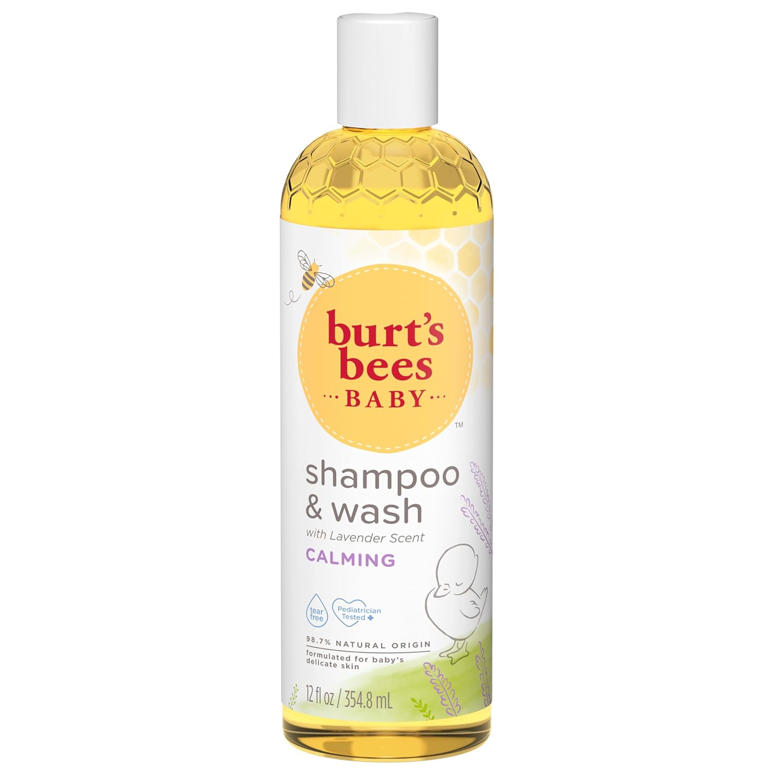 Burt's Bees Champú para bebés y gel de baño con lavanda, jabón calmante sin lágrimas, 98% de origen natural, 12 onzas líquidas (paquete de 3)