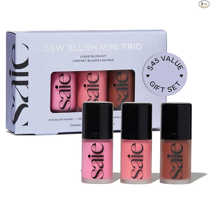 Saie Mini Dew Liquid Blush for Cheeks - Hydrating Cream Blush Stick with a Blendable + Buildable Formula - Skincare Infused Dewy Cheek Tint for a Natural Flush - Clean, Vegan Makeup - Sweetie (.24 oz)