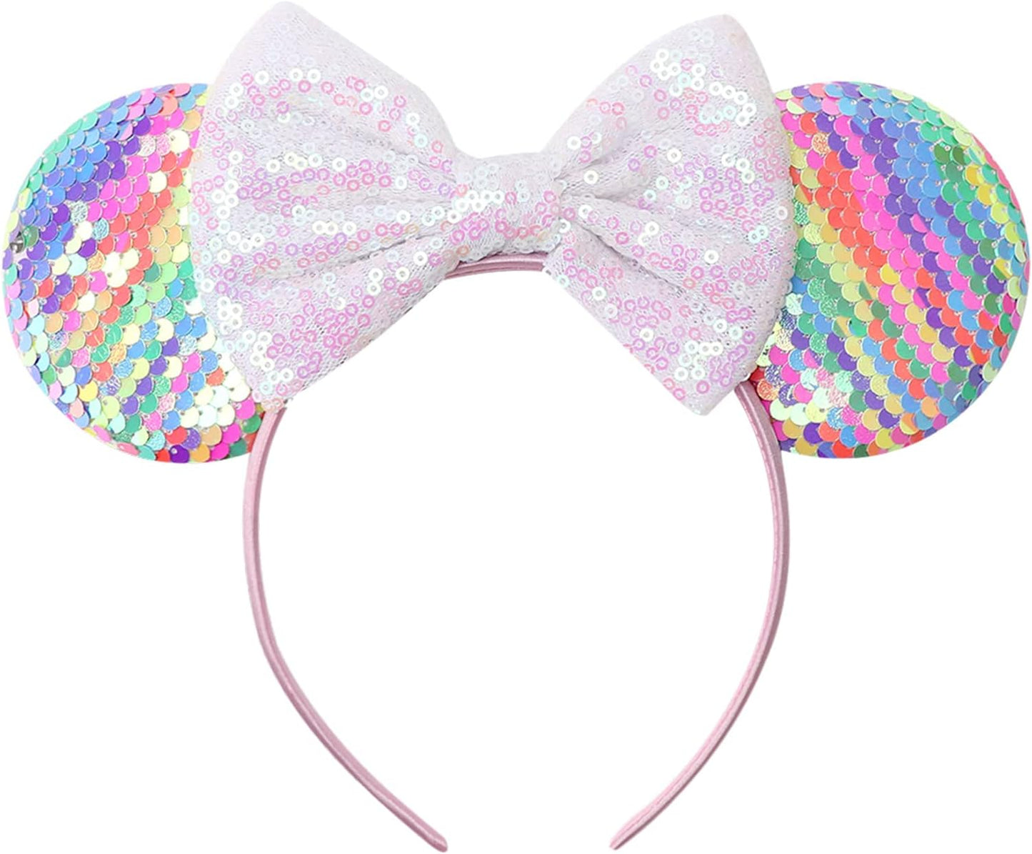 AQOKKA Mouse Ears Headbands with Bow Minnie Ears Cosplay Costume Hair Accessories for Women Birthday Party Decoration