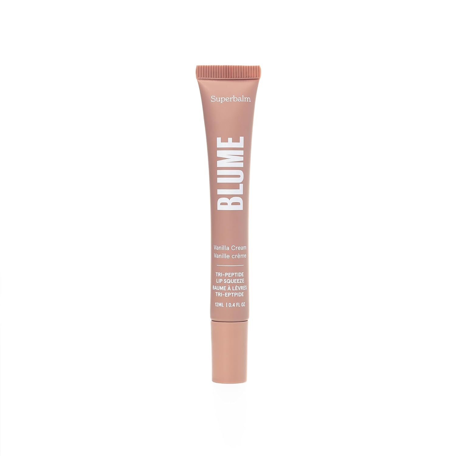 Blume Tri-Peptide Vanilla Lip Balm - Hidratante labial Superbalm con manteca de karité y escualano para hidratar profundamente y curar labios secos y agrietados, libre de crueldad animal y vegano (0.4 onzas líquidas)