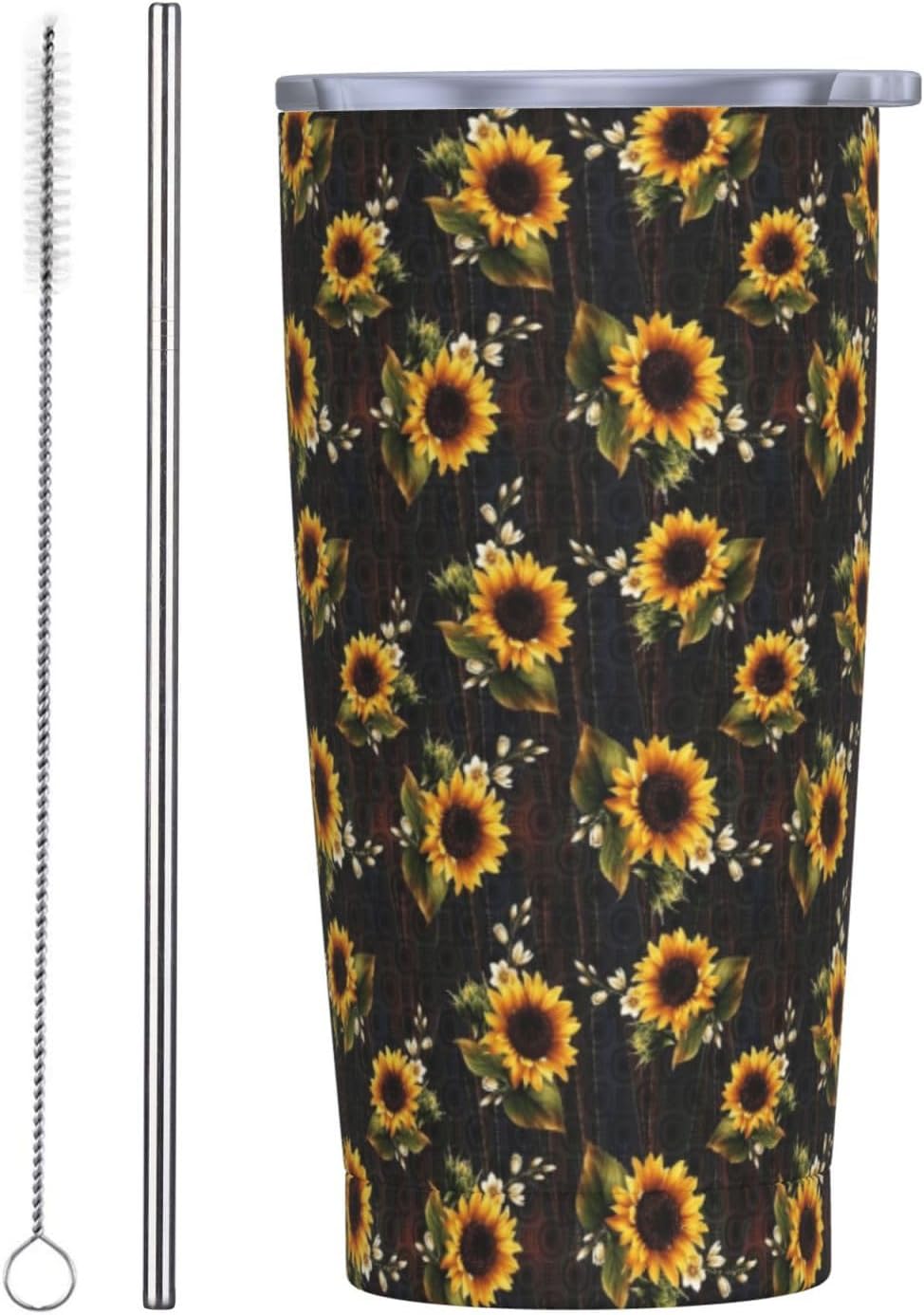 Space - Vaso de 20 onzas con tapa y popote para mujeres y hombres, taza aislada de planetas del sistema solar, diseño de estrellas, vaso de acero inoxidable dibujado a mano, vaso de acero
