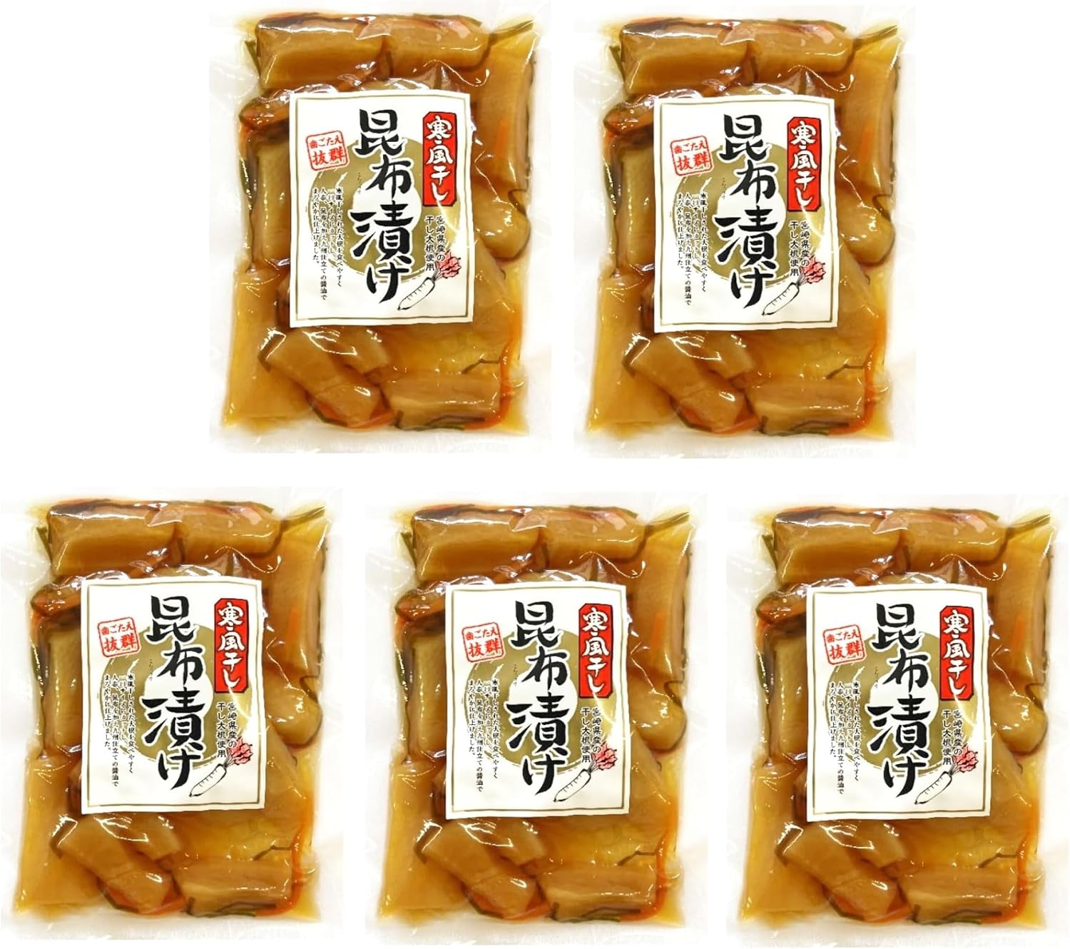 Kamioki Sangyo Cold Breeze Dried Kuan Pickled Kelp Pickles, 3.5 oz (100 g) x 5 Bags, Pickles, Tsukemono, Snacks, Side Dishes, Chopsticks Rest, Miyazaki Prefecture, Miyazaki Prefecture, Miyazaki