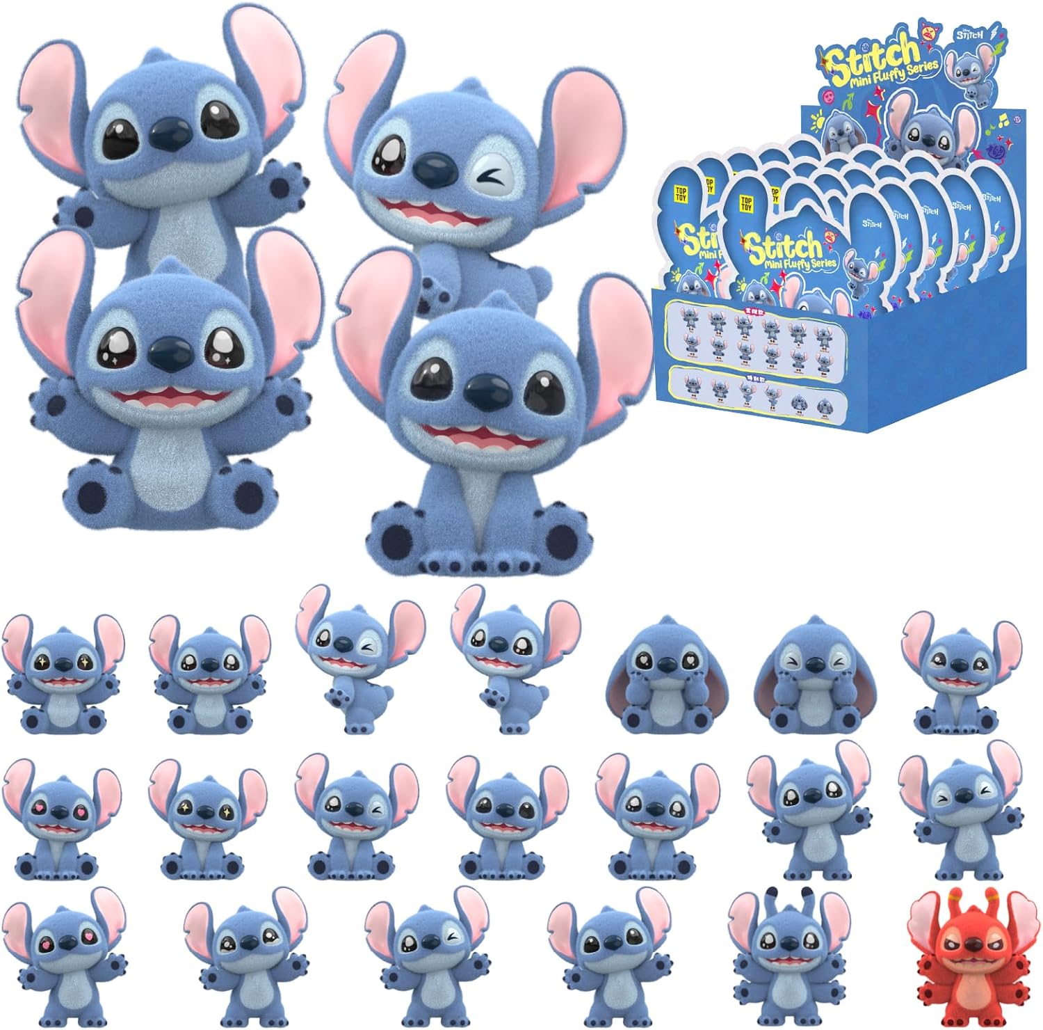 TOP TOY Disney "Mini Fluffy Stitch" Series (3 Pieces) Blind Box Figure, Soft Vinyl Figure, Gift for Birthday, Gift, Stitch, Christmas Gift