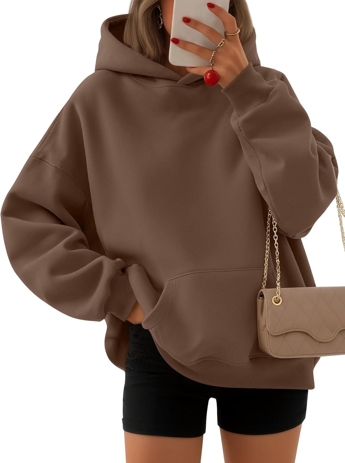EFAN - Sudadera con capucha para mujer - Sudadera de vellón sobredimensionada con mangas largas para otoño e invierno, ropa de moda inspirada en el estilo Y2K