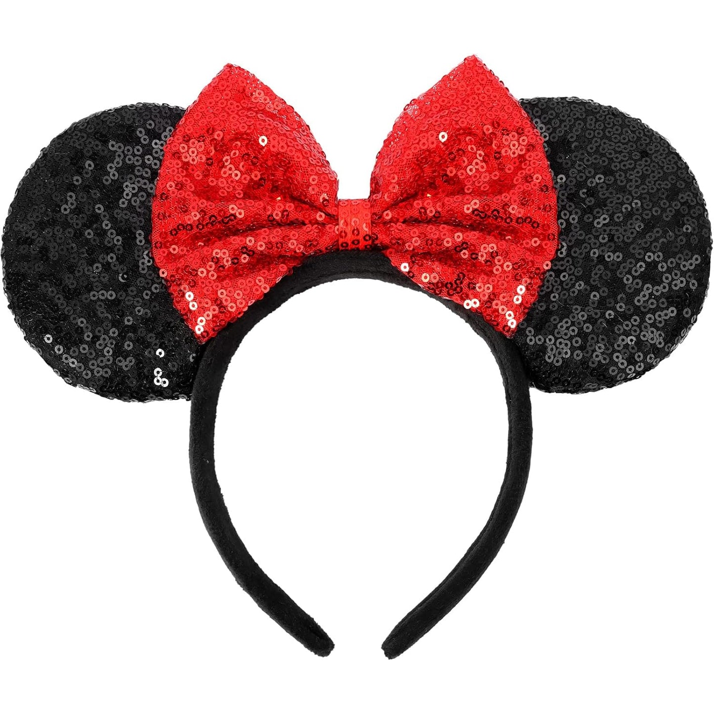 UNSPAZ Diadema de orejas de ratón, orejas de ratón para mujeres y niñas con perla, orejas de parque para viajes, decoraciones de cumpleaños, accesorios para el cabello (azul bebé)