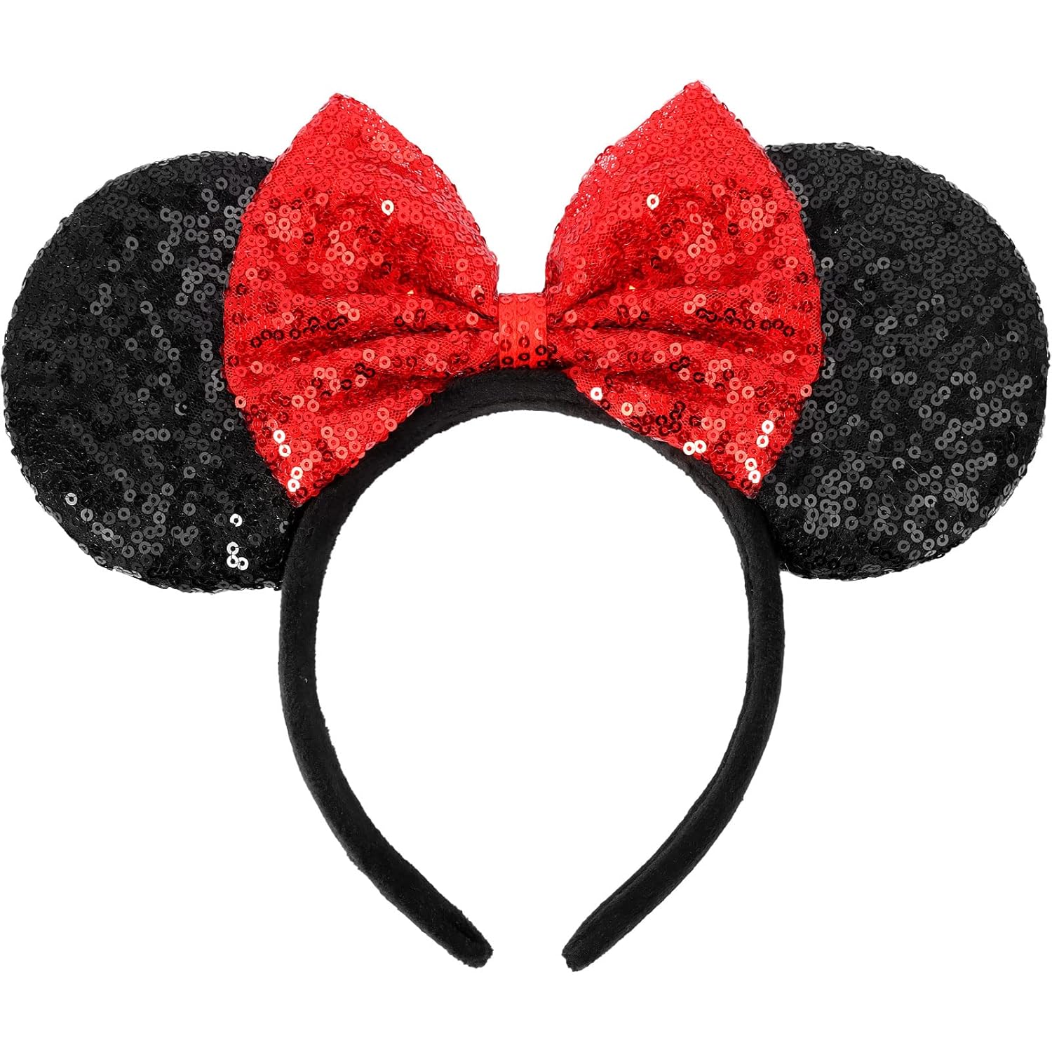 UNSPAZ Diadema de orejas de ratón, orejas de ratón para mujeres y niñas con perla, orejas de parque para viajes, decoraciones de cumpleaños, accesorios para el cabello (azul bebé)