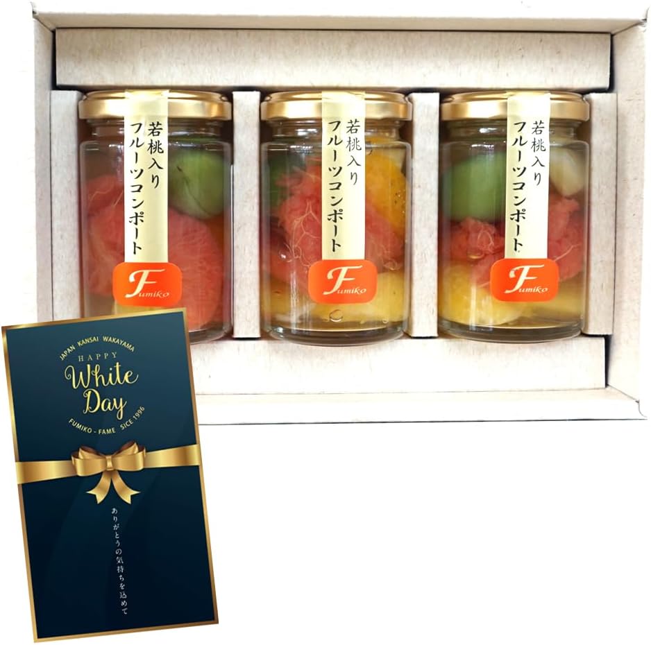 Fumiko Farm Sweets, Sweets, Housewarming Sweets, Gift, Gift, Present, Young Peach from Wakayama Prefecture, Fruit Mix Compot, 4.9 oz (140 g) x 4 Packs (Birthday Card Included)