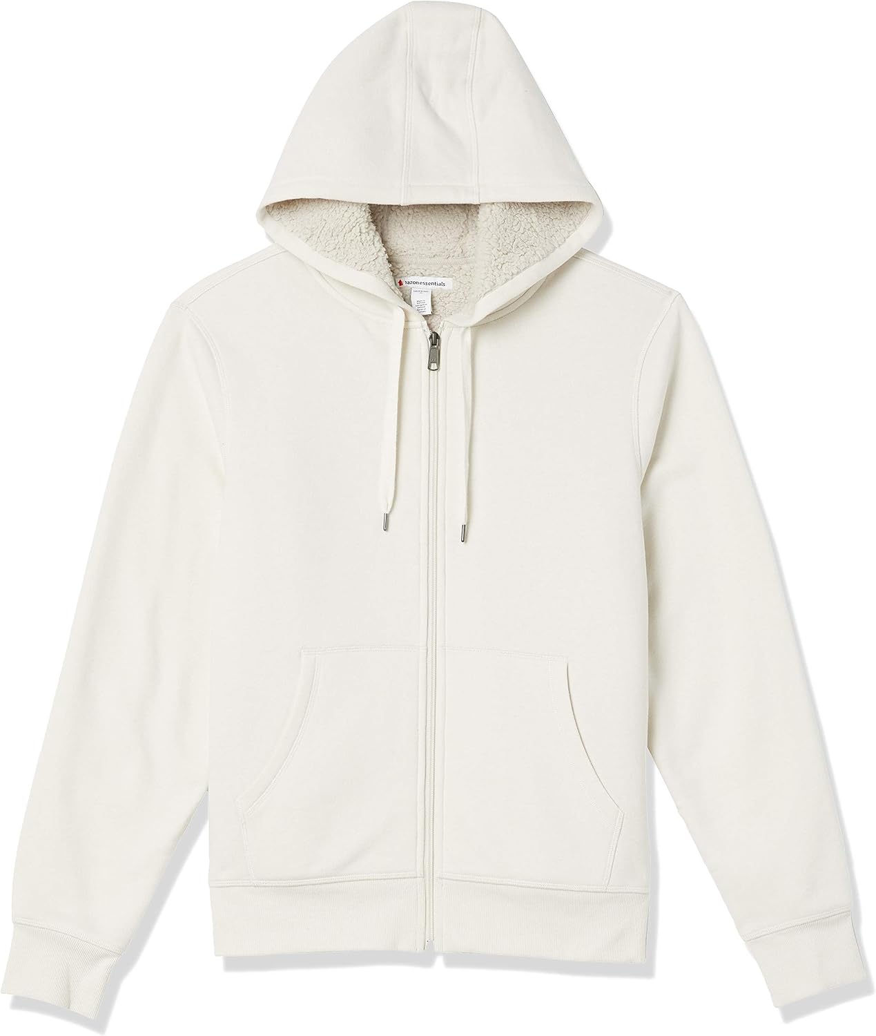 Essentials Sudadera con capucha para hombre, forro de sherpa y cierre completo de cremallera de felpa