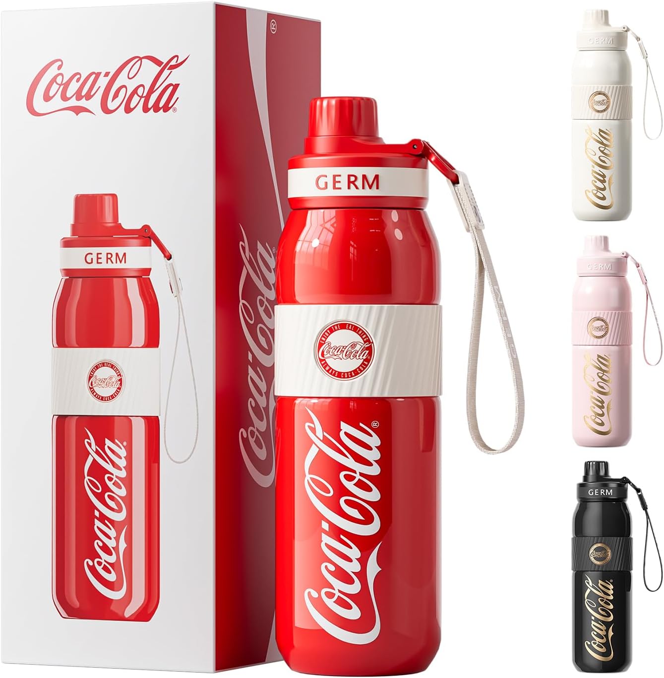 GERM × Coca-Cola 【Official Collaboration】Athletic Vacuum Insulated Bottle 580ml Sports Bottle Seven-Layer Structure 3WAY Water Bottle Easy to Clean Mug Bottle Coca-Cola Direct Drinking Vacuum