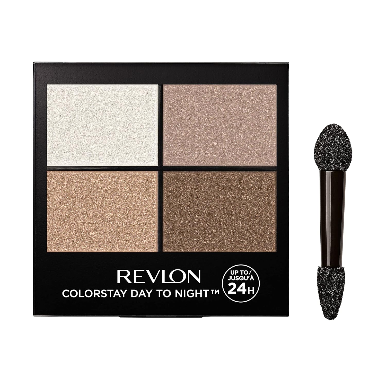 Revlon ColorStay Day to Night Eyeshadow Quad, Longwear Shadow Palette with Transitional Shades and Buttery Soft Feel, Crease & Smudge Proof, 500 Addictive, 0.16 oz
