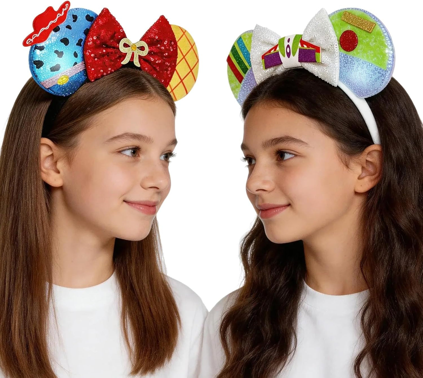 Tarocynn 2 diademas de orejas de ratón de Halloween con luz LED, diademas de lentejuelas para fiestas y accesorios de cosplay