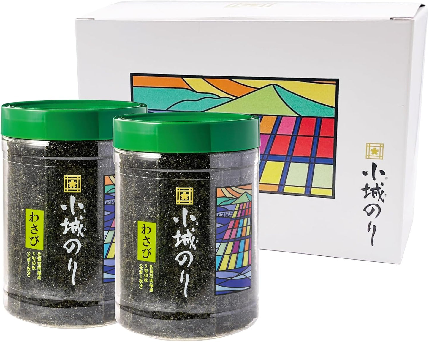 Koagi Oori Wasabi Seaweed, 8 Pieces, 40 Pcs, Seasoned Seaweed, Produced in Ariaki Seaweed, Saga Prefecture, Premium Quality Rice Gourmet