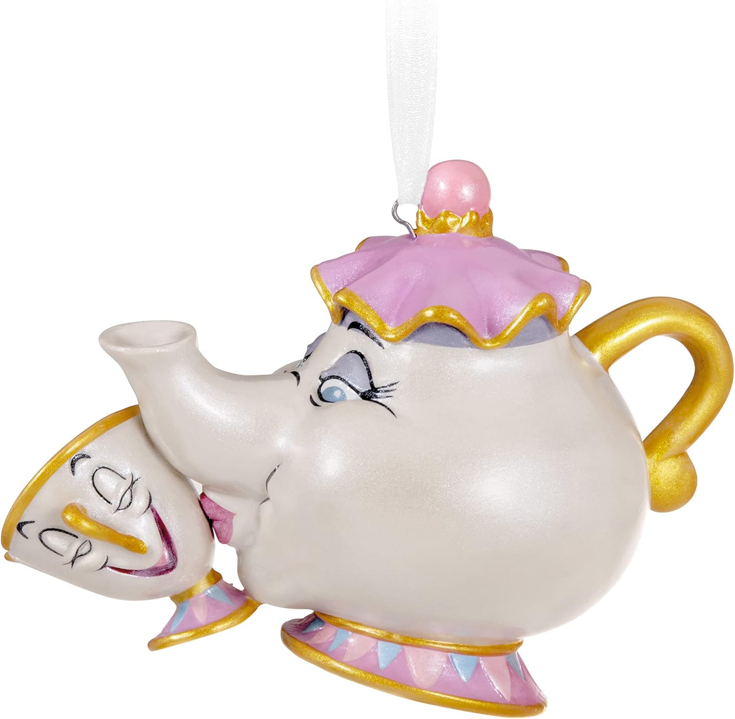 Hallmark Keepsake Adorno de Navidad 2026, La Bella y la Bestia de Disney, 35 aniversario, Mrs. Potts y Chip, regalos para fanáticos de Disney