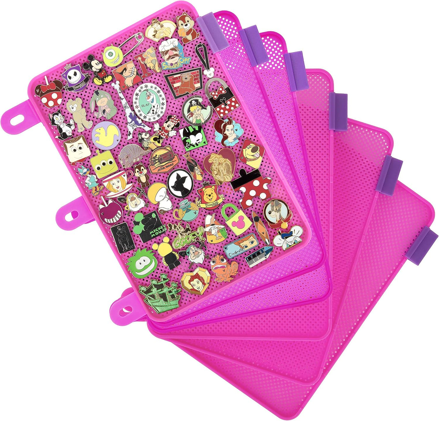 Páginas de exhibición de pines esmaltados (1 unidad) – Muestra e intercambia tus pines coleccionables de Disney en cualquier carpeta de 3 anillas – Las páginas se colocan planas con pinbacks y no se hunden (rosa, pines no incluidos)
