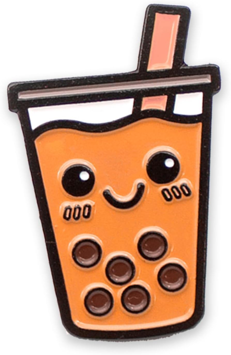 Enamel Pin Set for Backpack, Bag, Lapel, Kawaii Drink Button Collector - Boba Tea