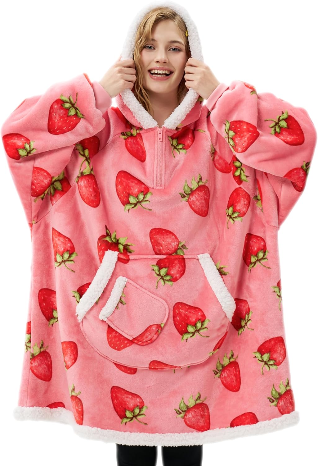 Giggling Getup Manta con capucha para adultos, regalos para adolescentes, niñas, hermanas, mujeres, forro polar sherpa, sudadera con capucha, cálida y acogedora con bolsillo y mangas, color beige gato