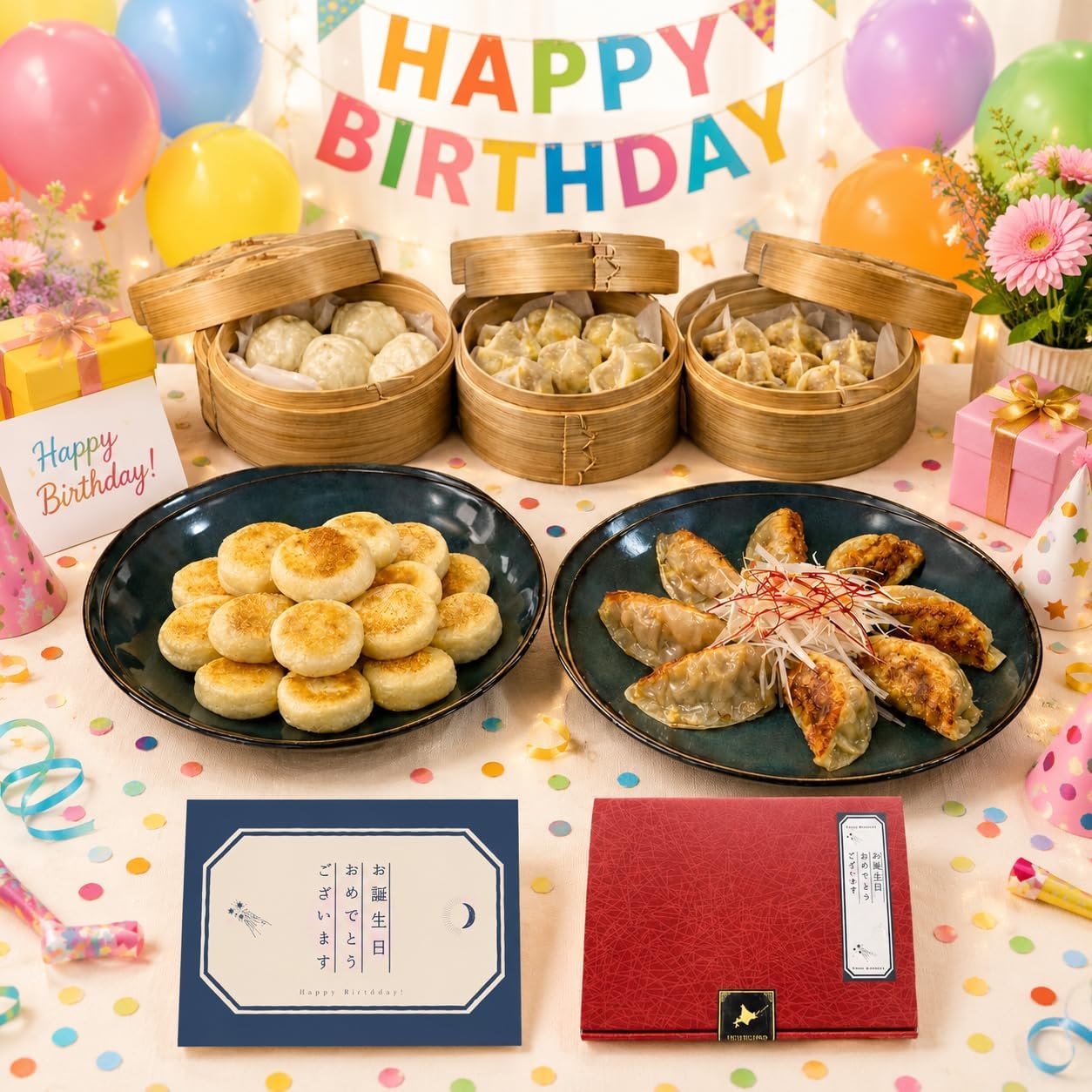 Hokkaido Material Chinese Gift: Set of 5 Types, 44 Pieces, Gift Set, Snacks, Present, Meat Mochi, Dumplings, Baked Dumplings, Dumplings, Present, Message Card, Cosmetic Box, Gourmet Order, Chinese Man