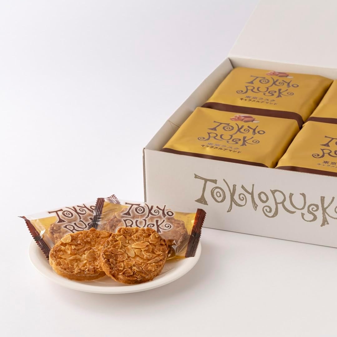 Tokyo Raku Cracker Caramel Almond Raku Crackers 16-Piece Set for a Slightly Luxurious Snack Time Slightly Crispy Bread Texture Luxurious Caramel Almond Flavor Gift Present