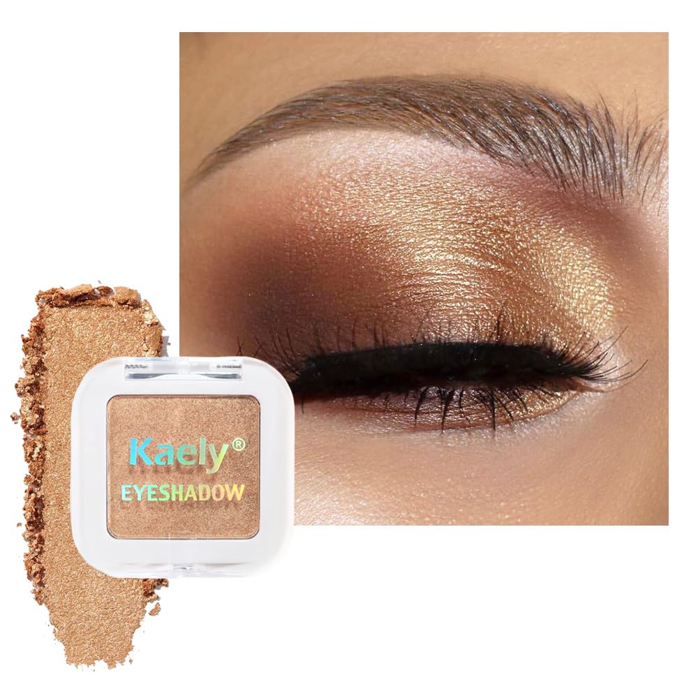 Kaely Maquillaje de sombra de ojos individual prensado, marrón nude claro mate altamente pigmentado, paleta de sombras de ojos monocromáticas altamente pigmentadas, mini sombra de ojos en polvo neutro impermeable, sombras para ojos, ligero mezclable, 13