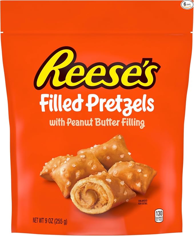 Reese's Filled Pretzels,Peanut Butter Pretzel Nuggets,Crunchy,Ready to Eat,Sweet and Salty Snack,18oz Jar,(Pack of 2)
