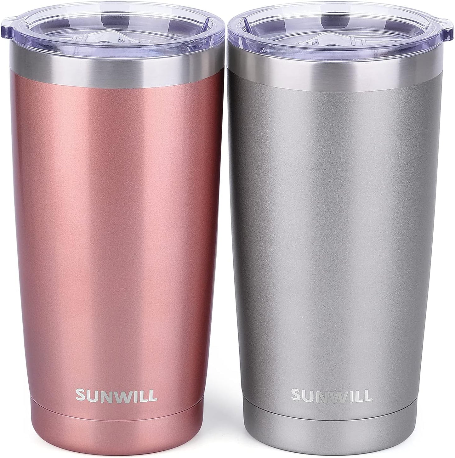 SUNWILL Vaso de café de viaje de 20 onzas, taza aislada con tapa, taza de acero inoxidable para exteriores, recubrimiento en polvo, color azul rey